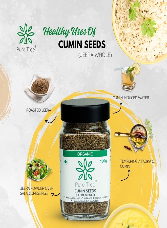 Pure Tree Certified Organic Jeera Seeds | 150 g | Glass Jar | Cumin Seeds | Sabut Jeera Whole Spices | Jeelakarra | Zeera | For Curries & Veg - Image 5