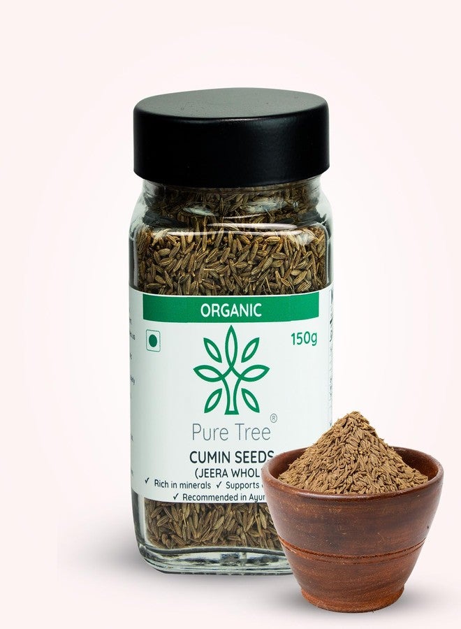 Pure Tree Certified Organic Jeera Seeds | 150 g | Glass Jar | Cumin Seeds | Sabut Jeera Whole Spices | Jeelakarra | Zeera | For Curries & Veg - Image 1