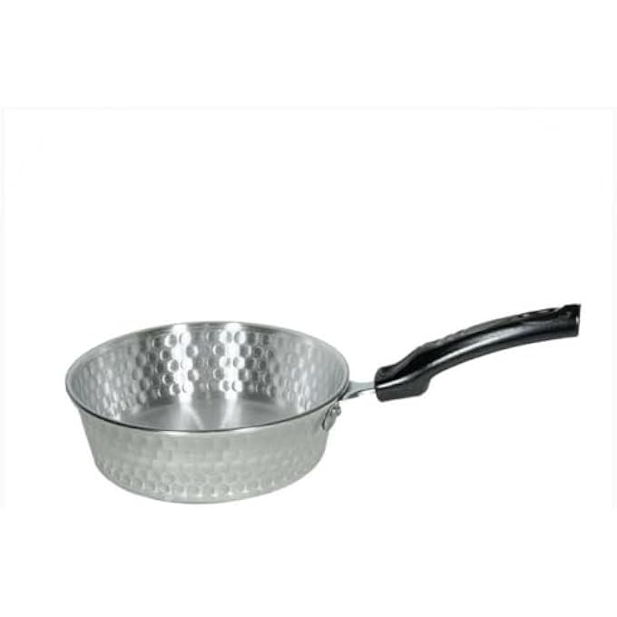 ايدا مقلاة ألومنيوم مقاس 32 سم بتصميم مطروق، آمنة للاستخدام في الفرن، فضية