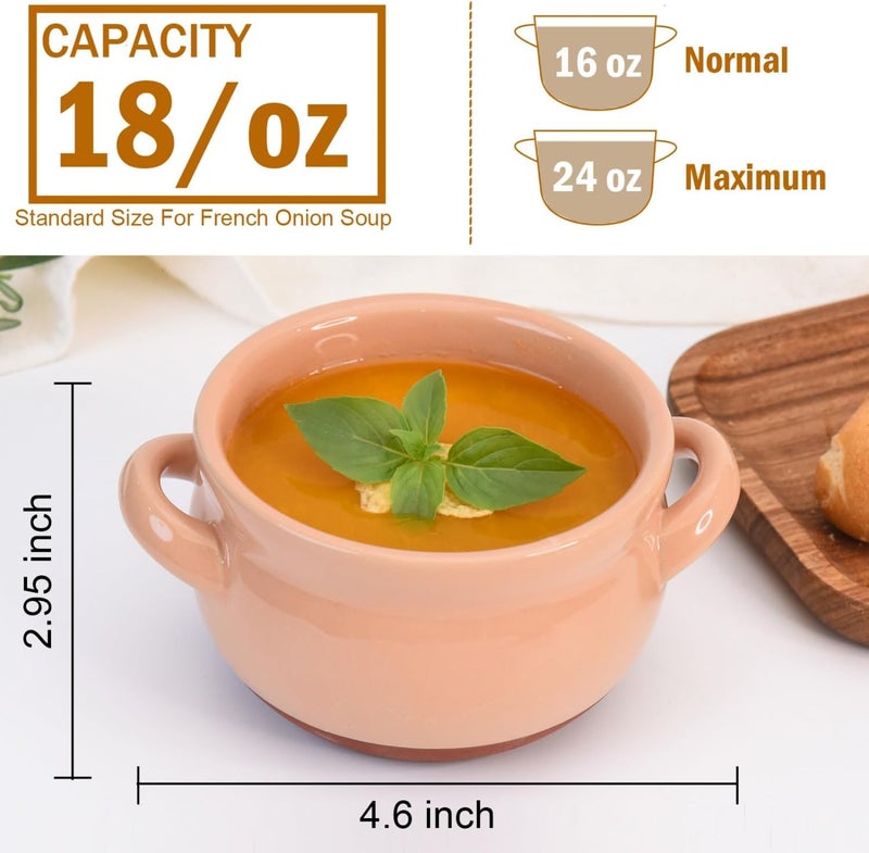 Vumdua French Onion Soup Bowls 16 Oz Soup Bowls with Handles Ceramic Soup Crocks for Chilli Cereal Cereal Pot Pies  French Onion Soup Crocks Oven Broil  Dishwasher Safe Multicolor Set of 4  - Image 3
