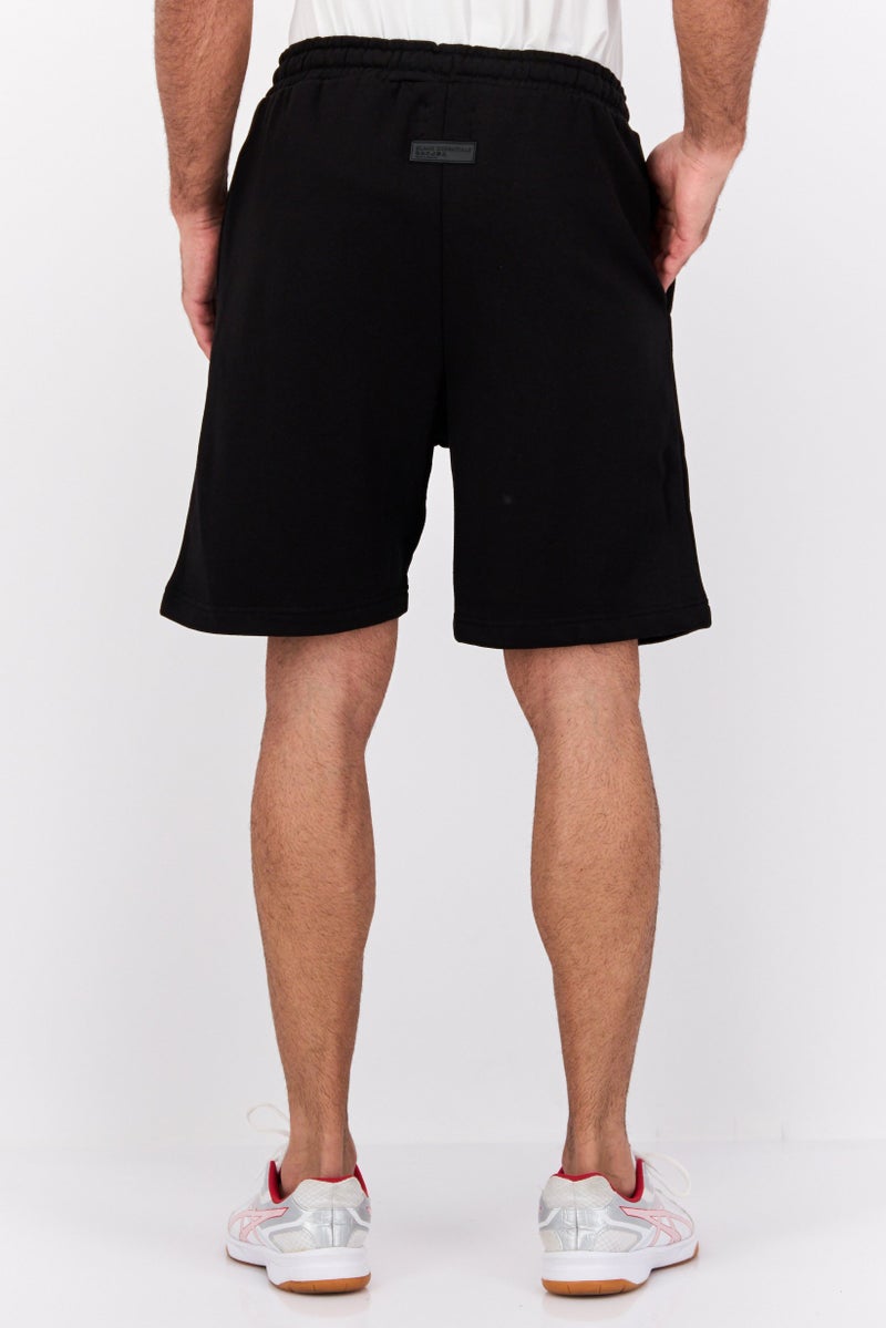 Blank Essentials Men Drawstring Embossed Brand Logo Basic Shorts, Black - Image 3