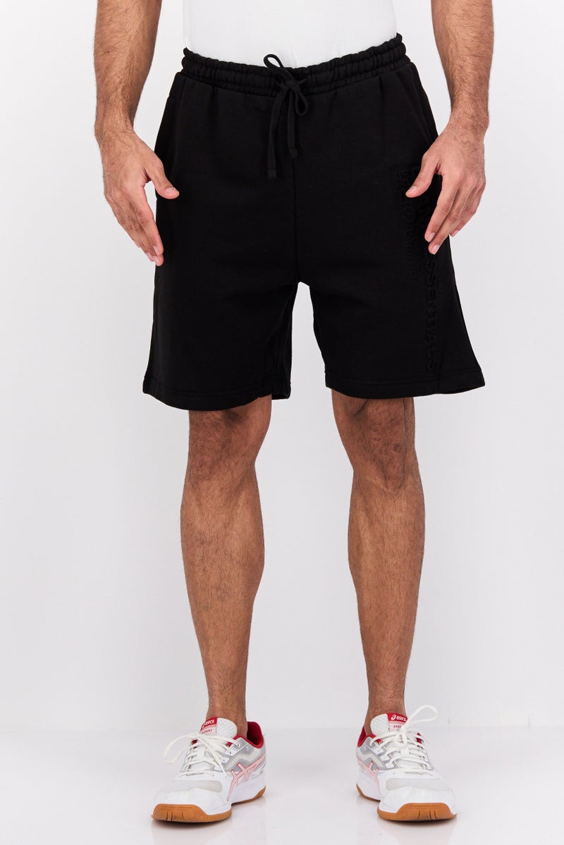 Blank Essentials Men Drawstring Embossed Brand Logo Basic Shorts, Black - Image 1