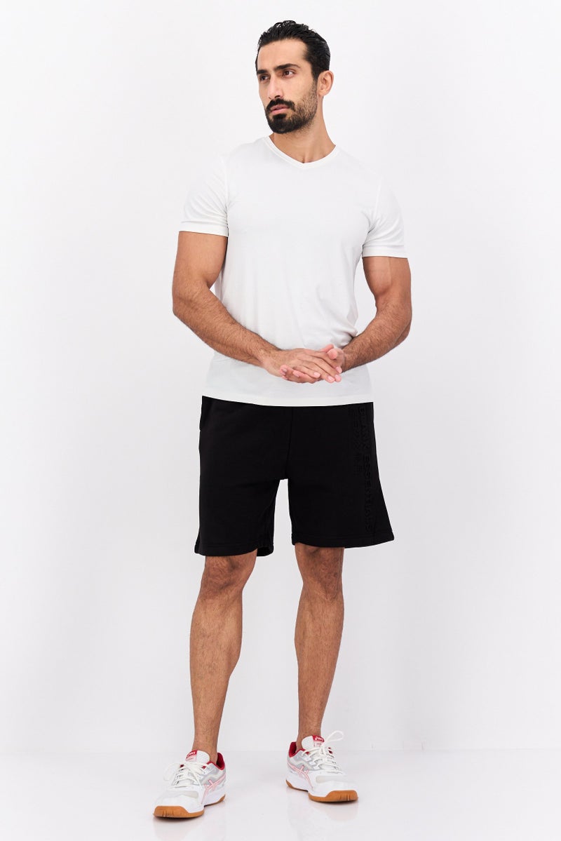 Blank Essentials Men Drawstring Embossed Brand Logo Basic Shorts, Black - Image 4