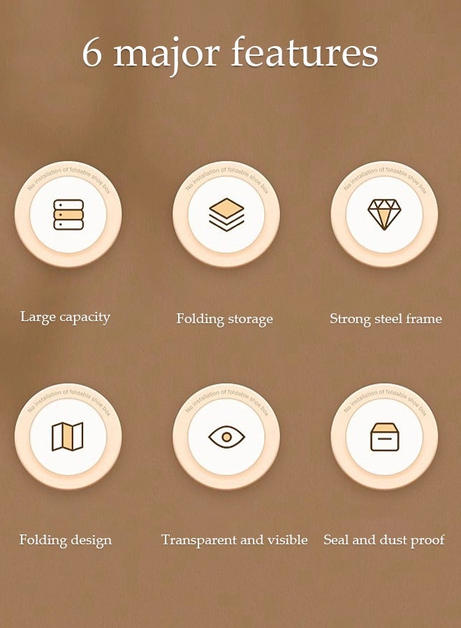DUNISO صندوق تخزين الأحذية الشفاف، صندوق أحذية قابل للطوي، قطعة موفرة للمساحة، رف أحذية تحت السرير المنزلي، صندوق تنظيم مضاد للغبار ومقوى، 40*30*15 سم / 15.75*11.81*5.91 بوصة - Image 5
