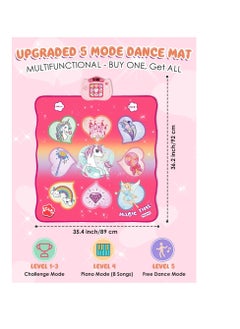 Generic Unicorn Dance Mat Toys, Dance Musical Play Mat with 5 Game Modesu0026 8 Built-in Songs, Play Mat with LED Lights, Adjustable Volume, Suitable for 3 -6+ Year Old Girl Kid  - Image 2