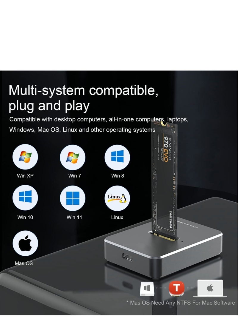 Y&D - M.2 to USB Docking Station, 3.1 Gen 2 10Gbps, High Speed C Data Transfer External Hard Drive Enclosure, Base Case RTL9210B Chips for 2230/2242/2260/2280 SSD - Image 1