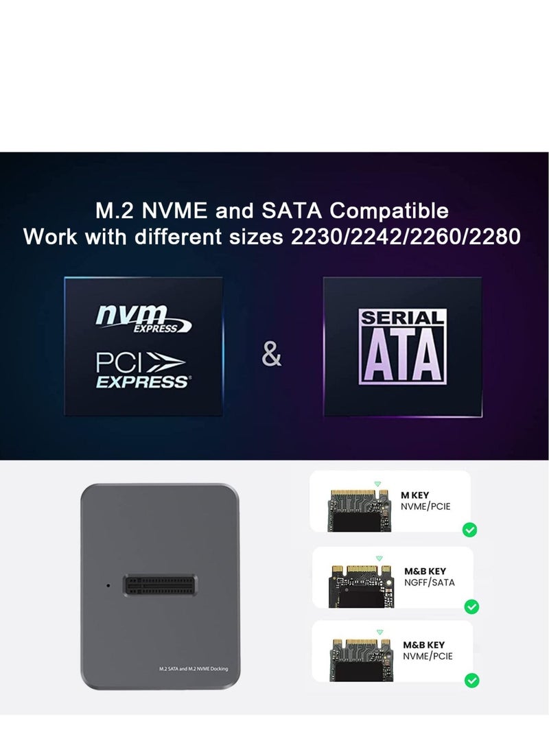 Y&D M.2 to USB Docking Station, 3.1 Gen 2 10Gbps, High Speed C Data Transfer External Hard Drive Enclosure, Base Case RTL9210B Chips for 2230/2242/2260/2280 SSD  - Image 3