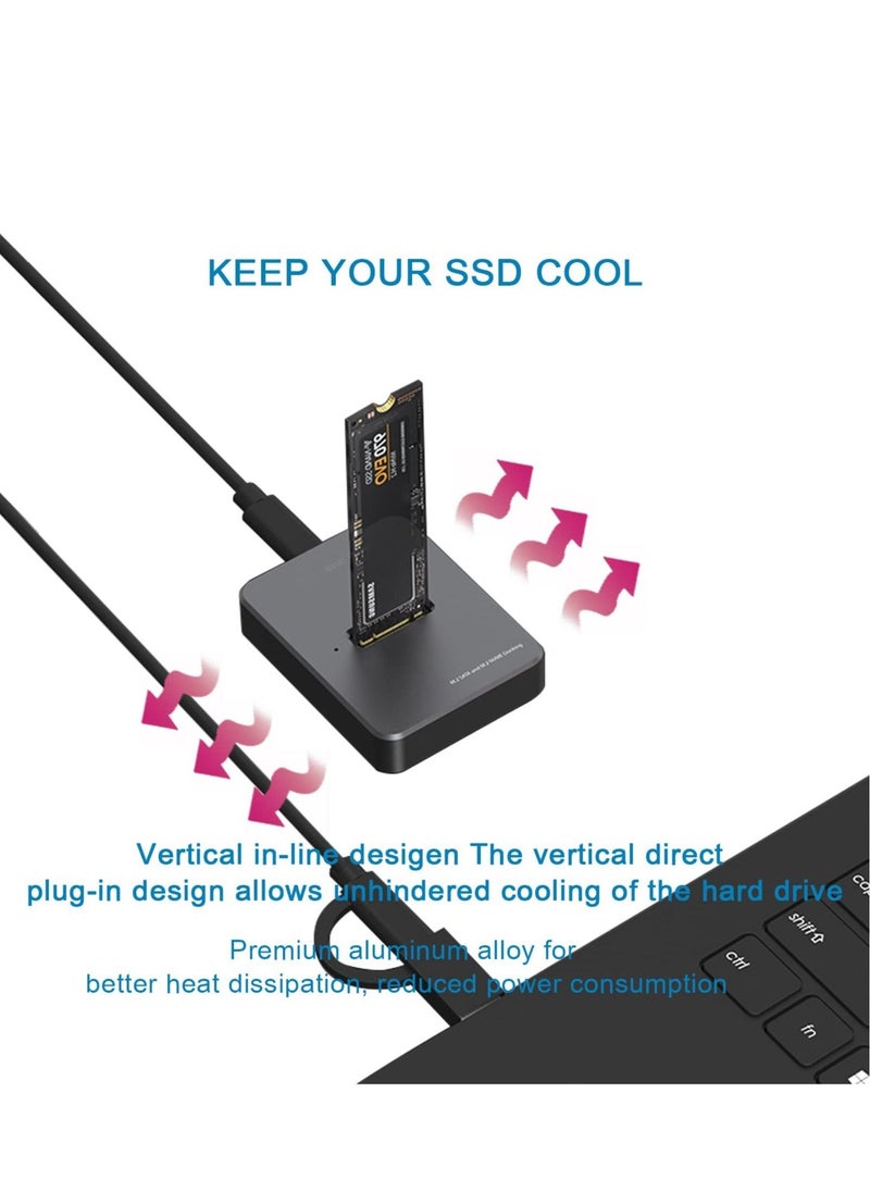 Y&D M.2 to USB Docking Station, 3.1 Gen 2 10Gbps, High Speed C Data Transfer External Hard Drive Enclosure, Base Case RTL9210B Chips for 2230/2242/2260/2280 SSD  - Image 5