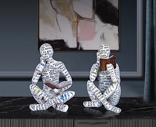 Dawbun Pulp Reading Women Figurine Decor Thinker Statue Modern Abstract Art Sculpture Resin Collectible Reading Figurines for Living Room Desk Table Bookshelf Shelf Office Desktop Home Decoration (style 4) - Image 2