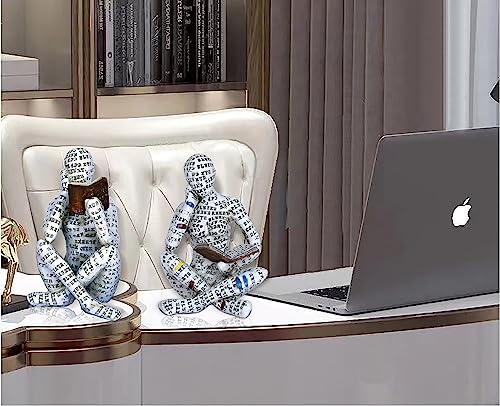 Dawbun Pulp Reading Women Figurine Decor Thinker Statue Modern Abstract Art Sculpture Resin Collectible Reading Figurines for Living Room Desk Table Bookshelf Shelf Office Desktop Home Decoration (style 4) - Image 4