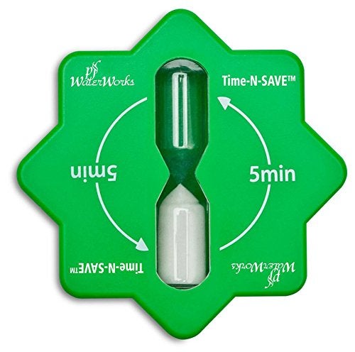 PF WaterWorks PF0551 TimeN Five 5 Minute Hour Glass Timer Suction Cup Excellent for Children Bathroom Saves Water Every Shower Green