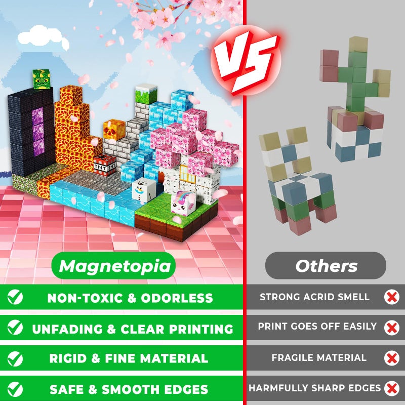 Magnetopia Magnetic Blocks - 150PCS Magnetic Building Block Cubes Dark Forest Glacier Castle, Magnet Toy Building Sets for Kids Age 3+, STEM Stacking Construction Toys Easter Gift for Boys Girls Age 4-8, 8-12 - Image 4