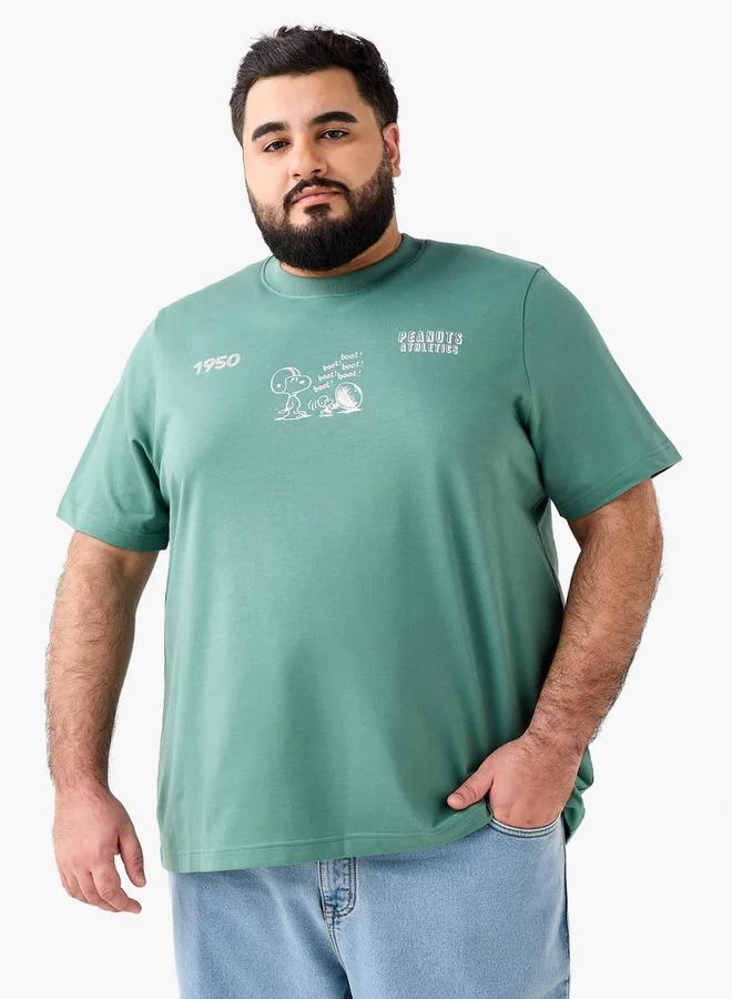 ماكسيم Men Regular Fit Crew Neck Short Sleeves Peanuts Print T shirt
