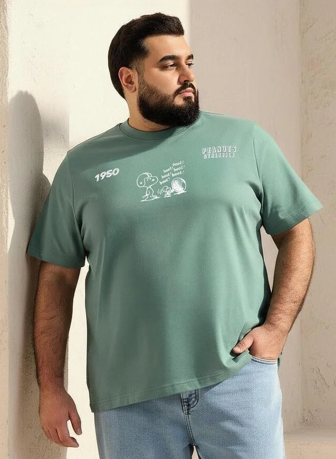 ماكسيم Men Regular Fit Crew Neck Short Sleeves Peanuts Print T shirt
