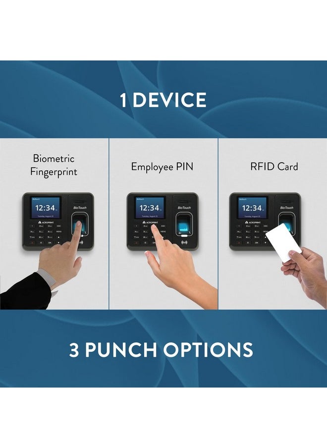 Acroprint - Biotouch Self-Contained Automatic Biometric Fingerprint/Proximity Time Clock (No Monthly Fee) - Image 1