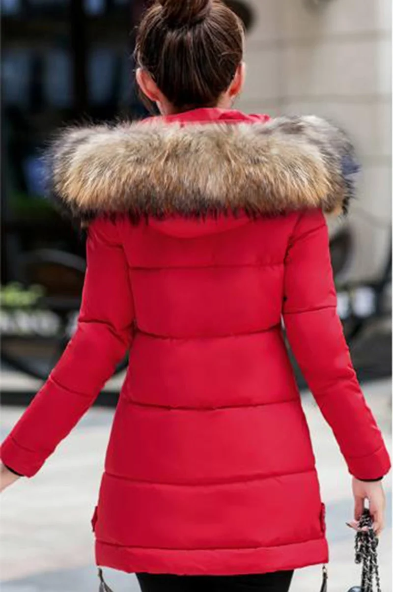 باربورا Winter Fur Collar Puffer Women's Coat 7112RED