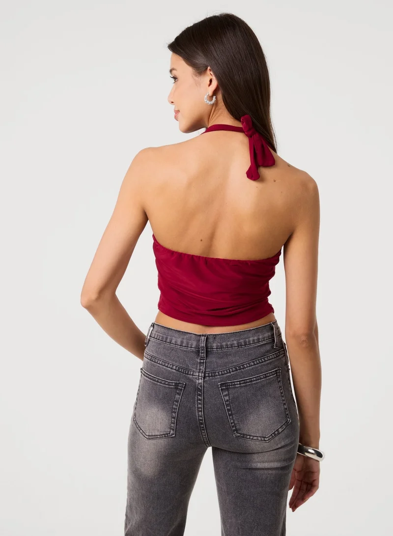 Pink Vanilla  Knot Front Halter Top for Women | Best Price UAE