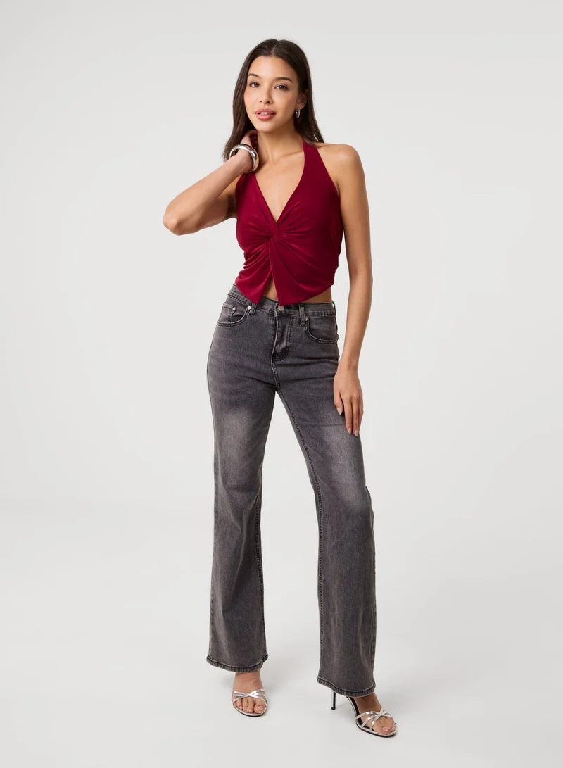 Pink Vanilla  Knot Front Halter Top for Women | Best Price UAE