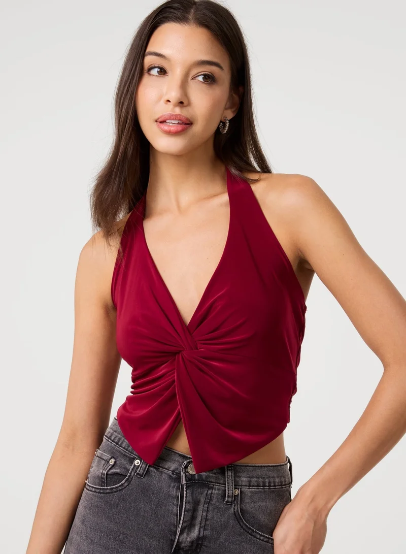 Pink Vanilla Knot Front Halter Top