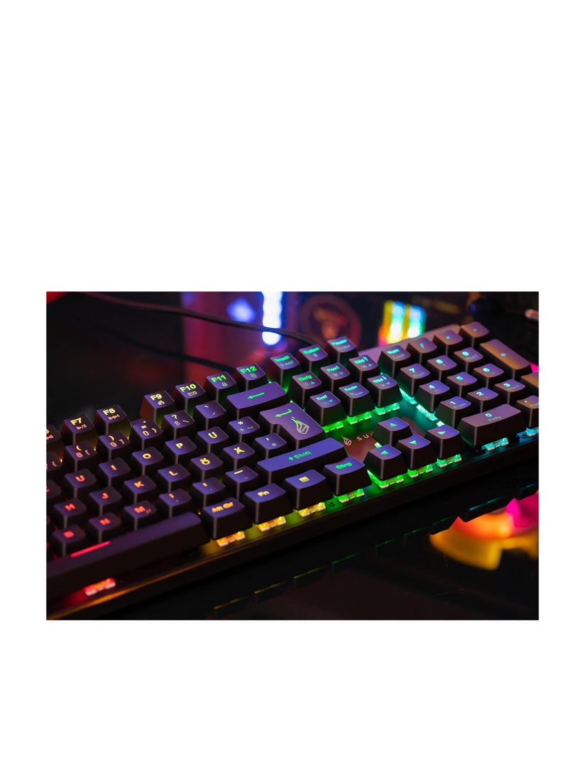 SureFire KingPin M2 Mechanical Gaming Keyboard English, Gaming Multimedia Keyboard Full Size, RGB Keyboard with Lighting, 100% Anti-Ghosting Keys, English Layout QWERTY - Image 1