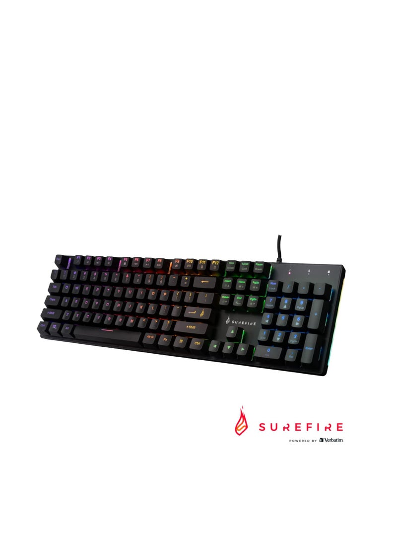 SureFire KingPin M2 Mechanical Gaming Keyboard English, Gaming Multimedia Keyboard Full Size, RGB Keyboard with Lighting, 100% Anti-Ghosting Keys, English Layout QWERTY - Image 4