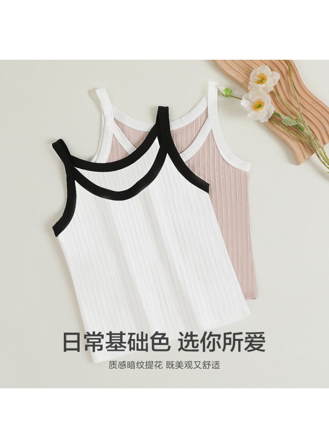 Red Bean Jacquard Vertical Striped Vest For Women, Short Sports Tank Top, Slimming Sleeveless Camisole - Image 3