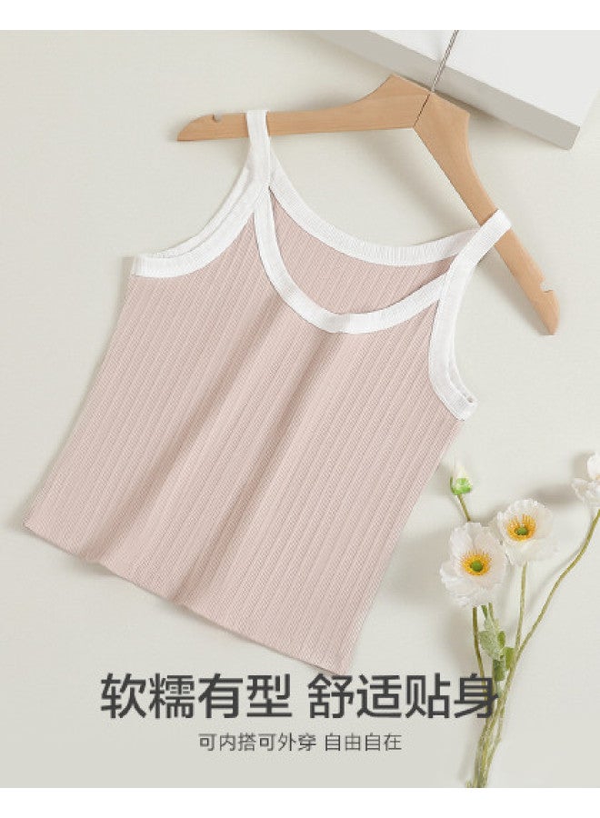 Red Bean Jacquard Vertical Striped Vest For Women, Short Sports Tank Top, Slimming Sleeveless Camisole - Image 1