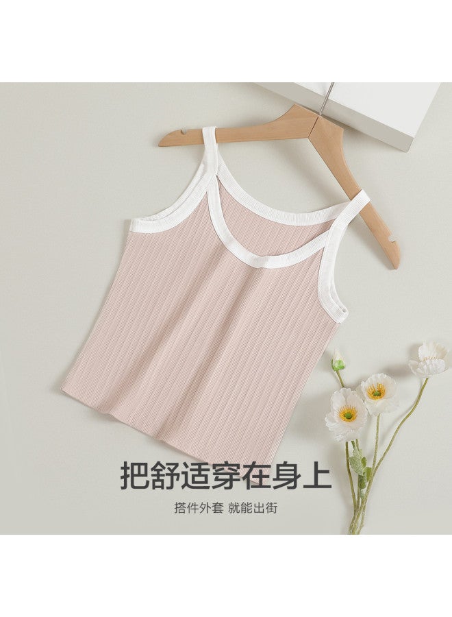 Red Bean Jacquard Vertical Striped Vest For Women, Short Sports Tank Top, Slimming Sleeveless Camisole - Image 2