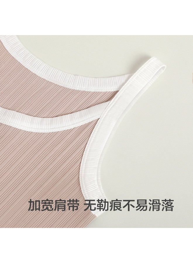 Red Bean Jacquard Vertical Striped Vest For Women, Short Sports Tank Top, Slimming Sleeveless Camisole - Image 4