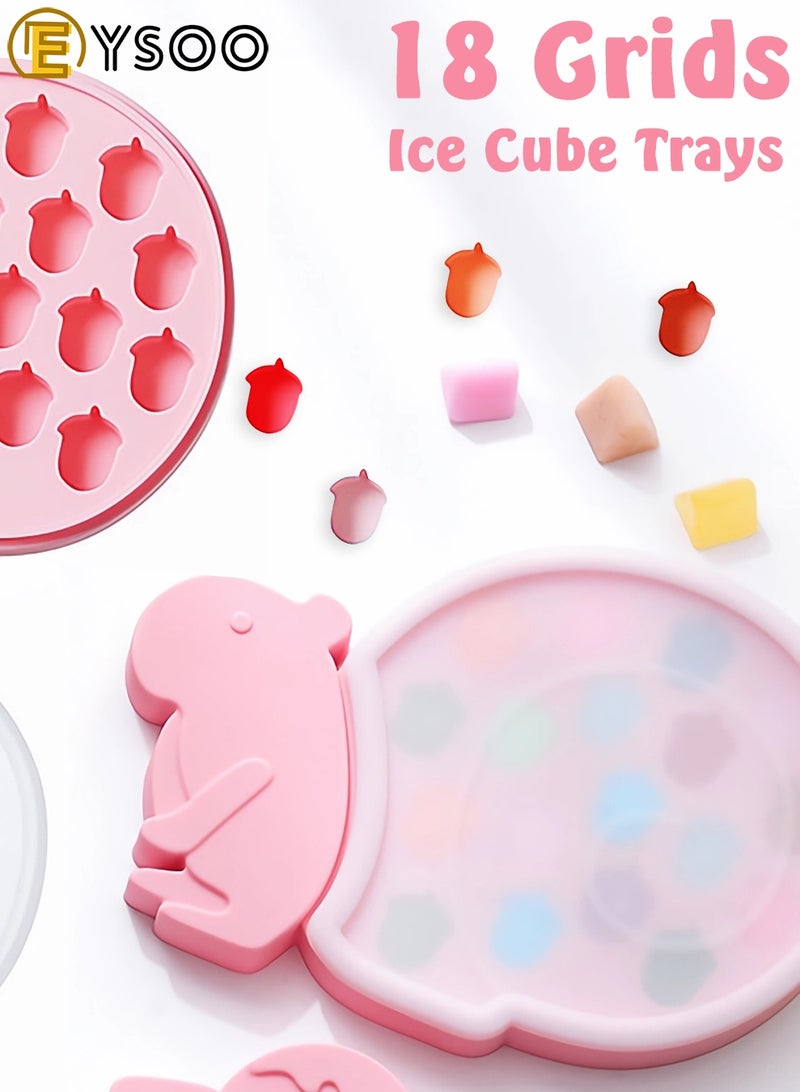 EYSOO Ice Cube Trays 18 Grids Silicone Ice Cube Molds with Lid Ice Trays for Freezer Easy-release Ice Cube Maker Silicone Ice Mold BPA Free Ice Maker Tray - Image 2