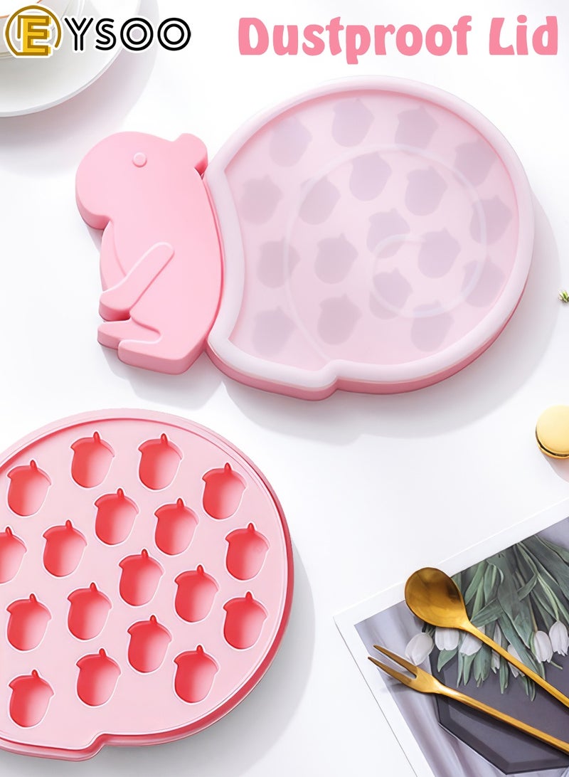 EYSOO Ice Cube Trays 18 Grids Silicone Ice Cube Molds with Lid Ice Trays for Freezer Easy-release Ice Cube Maker Silicone Ice Mold BPA Free Ice Maker Tray - Image 3