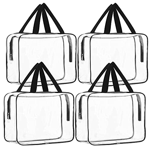 TULMAN 4 Pack PVC Transparent Travel Toiletry Bag – Cosmetic Makeup Organizer, Handbag & Kids Toy Storage, Convenient Storage Solution for Travel & Home Use – 30x22x8 CM - Image 1