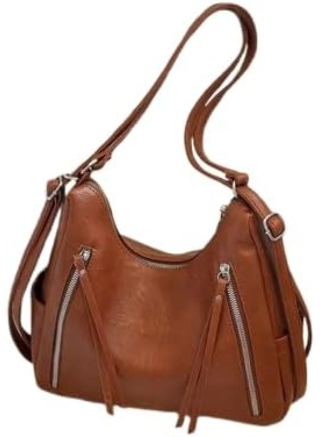 Women's shoulder bag with a practical design, adjustable strap, and external metal zippers for perfect organization - Size: 27×31 - Code: 1869-1 (IN) - Image 1