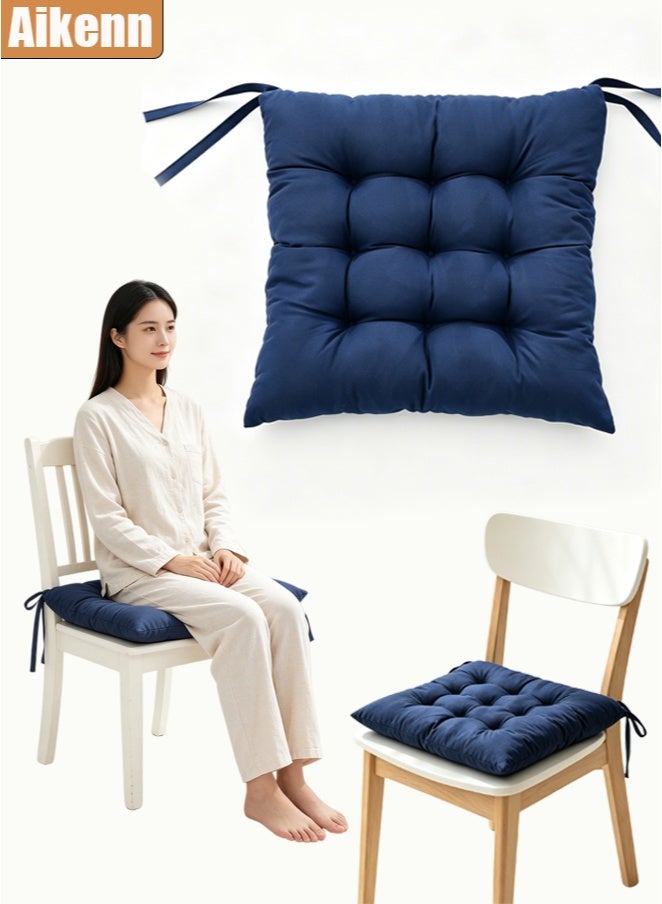 Aikenn Chair Pads Seat Cushion with Ties Square Floor Chair Seat Pads Solid Thicken Comfortable Tufted Seat Cushion Reading Cushion Pad (Blue) - Image 1