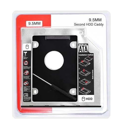 DAHSHA Optical Bay 2nd Hard Drive Caddy, Universal for 9.5mm CD/DVD Drive Slot (for SSD and HDD) - Image 1