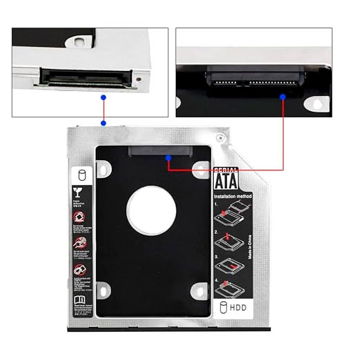 DAHSHA Optical Bay 2nd Hard Drive Caddy, Universal for 9.5mm CD/DVD Drive Slot (for SSD and HDD) - Image 5