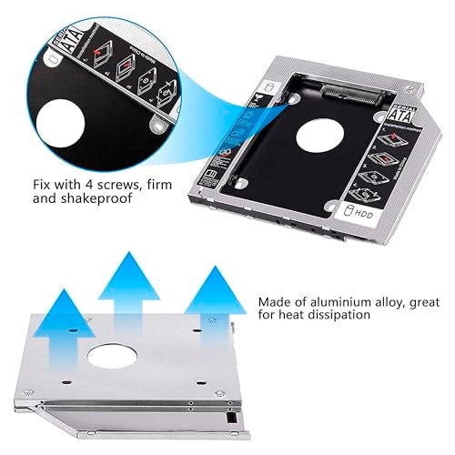 DAHSHA Optical Bay 2nd Hard Drive Caddy, Universal for 9.5mm CD/DVD Drive Slot (for SSD and HDD) - Image 4