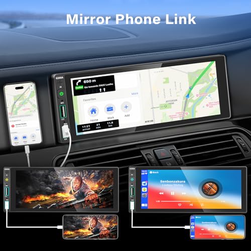 REAKOSOUND راديو سيارة مفرد DIN مع Apple Carplay و Android Auto، ستيريو سيارة DIN 6.9" راديو AM FM، راديو ستيريو مفرد للسيارات، يدعم Mirror Link، بلوتوث بدون استخدام اليدين، كاميرا خلفية، نظام ملاحة GPS، USB EQ SWC - Image 3
