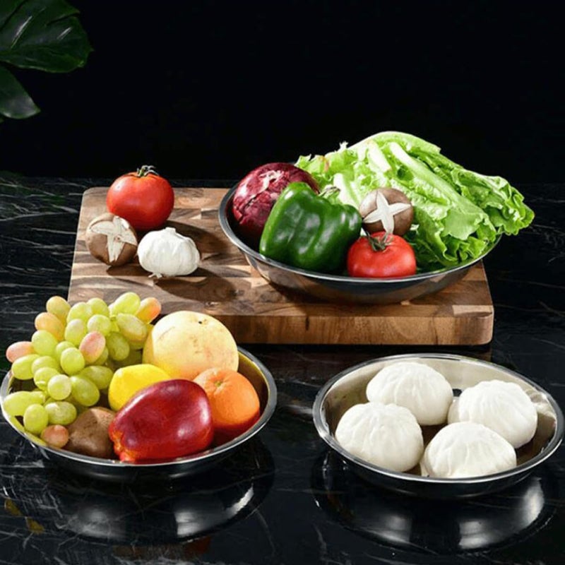 DECHOUS 8pcs 18cm Stainless Steel round Bbq Plates Multi-functional Food Serving Trays Buffet Snack Dishes for Home Camping Dining - Image 5