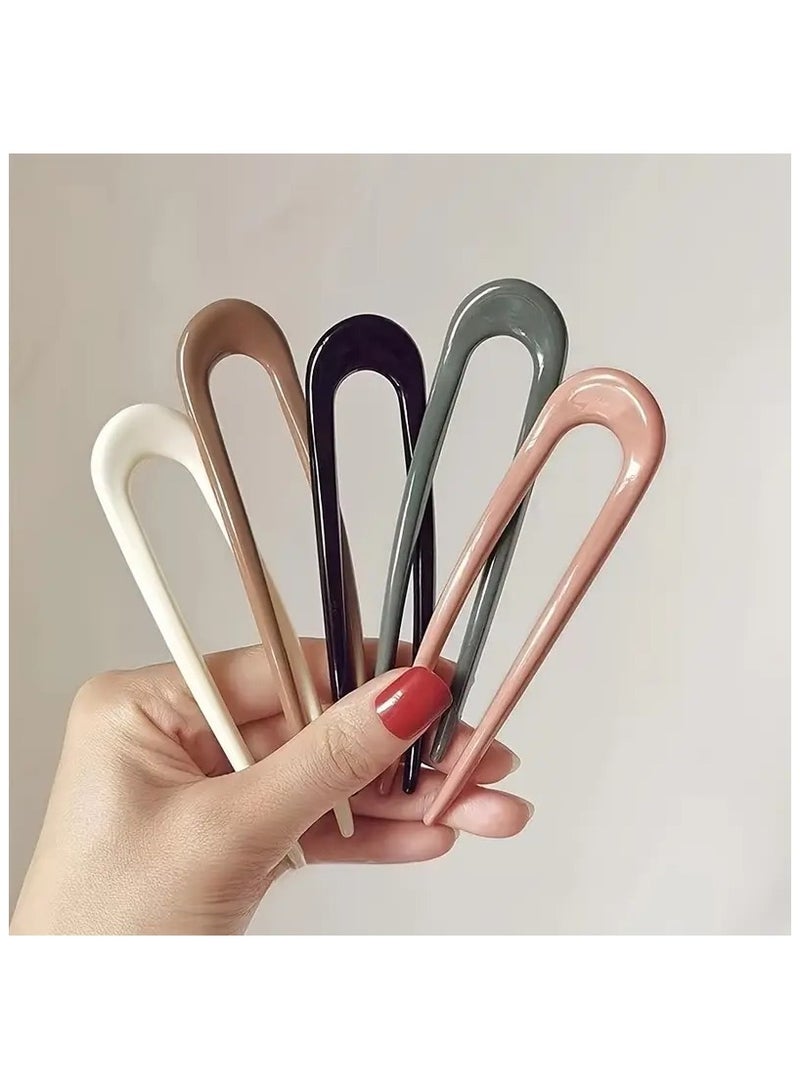 LANGMANNI Women's 5-Piece Hair Styling Set - U-Shaped Wavy Hair Forks, Resin Bun Makers, Hairpins for Easy Updo Hairstyles, Multicolor Hair Styling Comb Clips for Normal Hair Types, Durable Hair Accessories Kit - Image 4