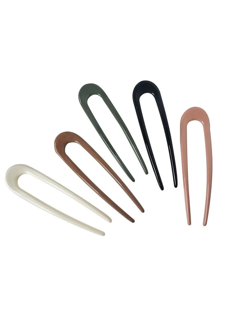 LANGMANNI Women's 5-Piece Hair Styling Set - U-Shaped Wavy Hair Forks, Resin Bun Makers, Hairpins for Easy Updo Hairstyles, Multicolor Hair Styling Comb Clips for Normal Hair Types, Durable Hair Accessories Kit - Image 2