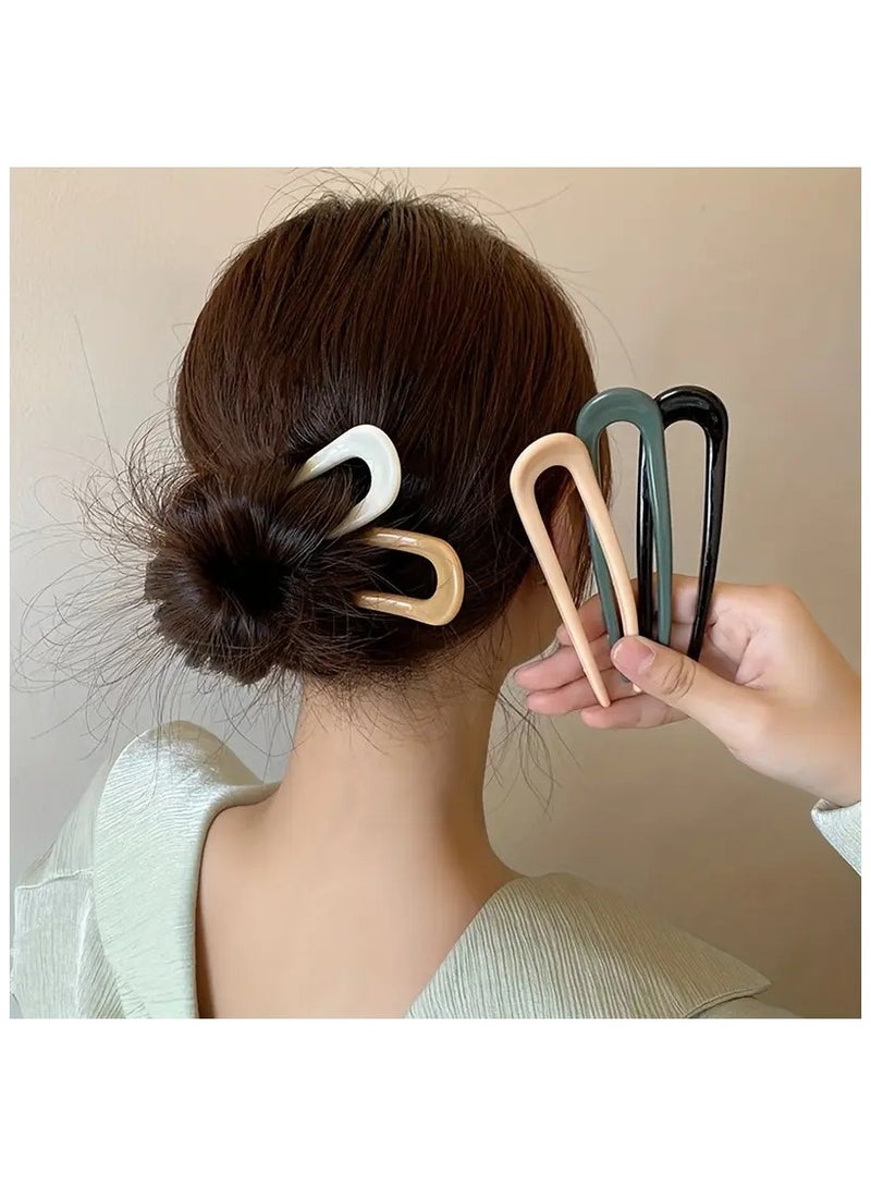 LANGMANNI Women's 5-Piece Hair Styling Set - U-Shaped Wavy Hair Forks, Resin Bun Makers, Hairpins for Easy Updo Hairstyles, Multicolor Hair Styling Comb Clips for Normal Hair Types, Durable Hair Accessories Kit - Image 3