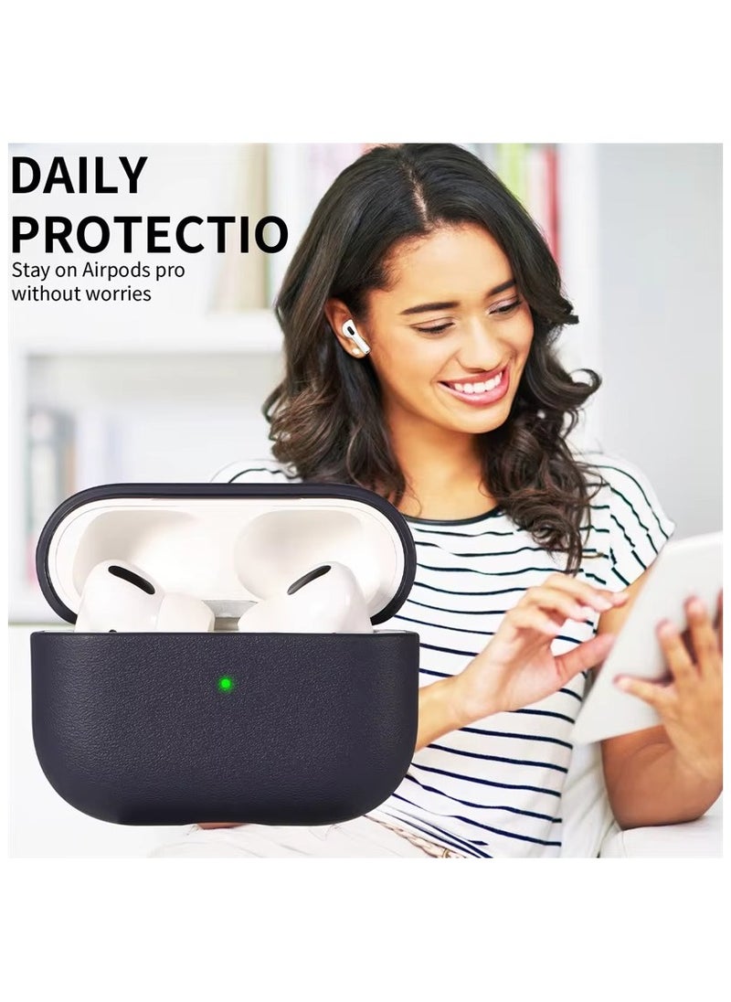 ماركة غير محددة - حافظة جلدية رفيعة لسماعات AirPods 4 مع إغلاق آمن مع سلسلة (أزرق) - Image 1