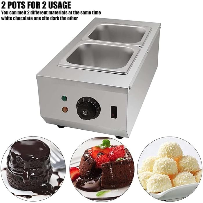 FROTH & FLAVOR Chocolate Melting Machine Pot Melter Warmer Double Tank Bain Marie Food Warmer 1+1 LTR - Image 4