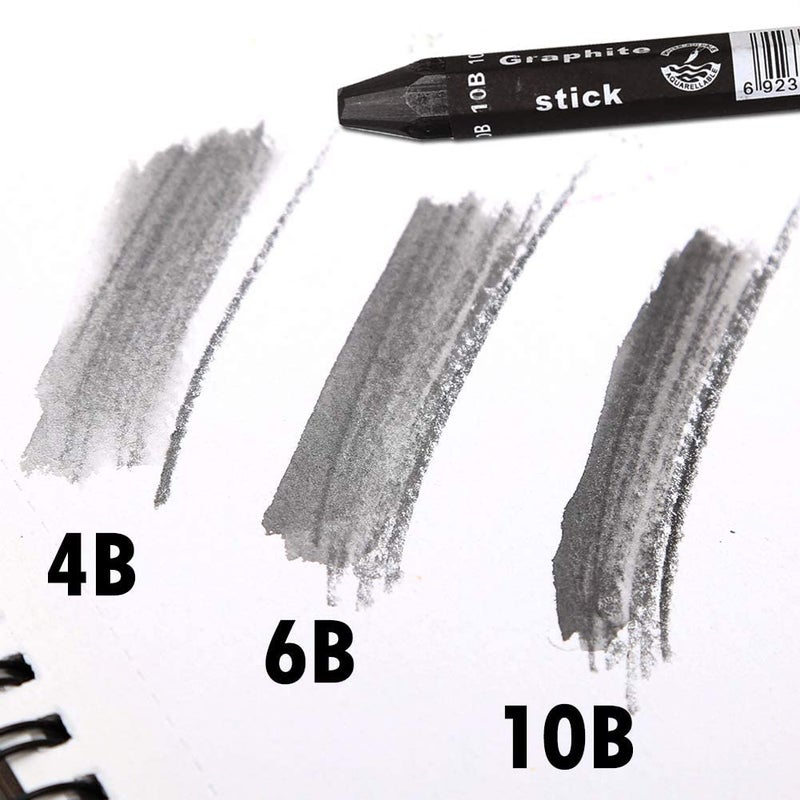 HIKIN SUPERMARKET HIKIN SUPERMARKET™ 3 Pcs 4B 6B 10B Graphite Stick Set Water Soluble Art Drawing Supplies for Sketch & Shading Artist Sketching Pencils  - Image 3