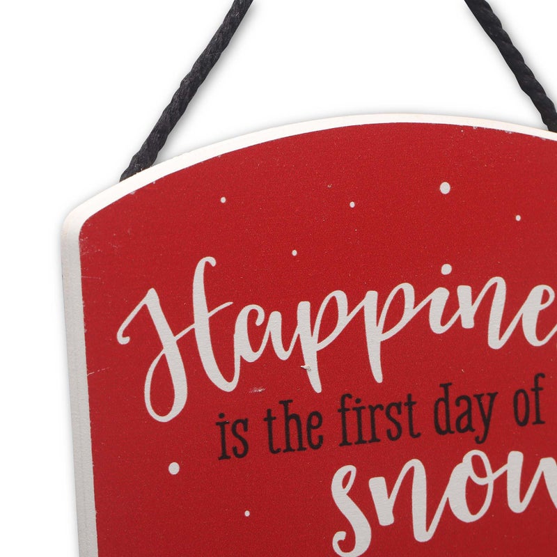Open Road Brands Peanuts Snoopy Happiness Is the First Day of Snow Hanging Wood Wall Decor - Fun Snoopy Sign for Christmas or Winter Decor - Image 4