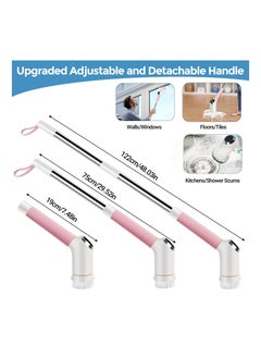 SYOSI Electric Spin Scrubber, Cordless Cleaning Brush Bathroom Tile Scrubber with Adjustable Long Handle, 3 Gears/Digital Display, Rechargeable Spin Power Scrubber for Floor, Bathtub, Window (Pink)  - Image 4
