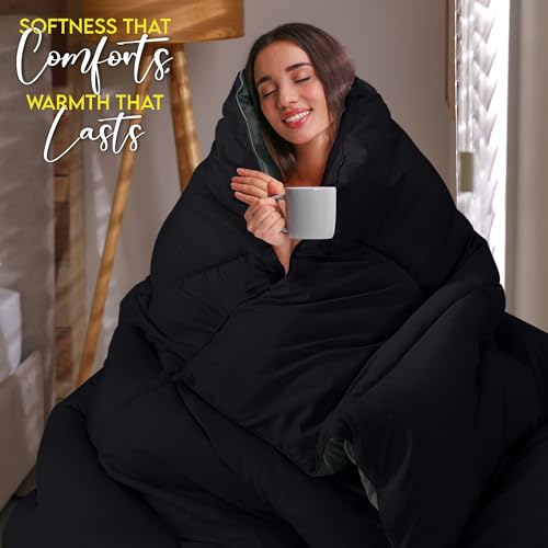Utopia Bedding غطاء سرير يوتوبيا، إدخال لحاف، غطاء مخدد مع علامات الزاوية، أغطية بديلة من الريش بحجم كينغ (أسود/رمادي) - Image 4