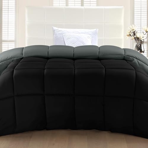 Utopia Bedding غطاء سرير يوتوبيا، إدخال لحاف، غطاء مخدد مع علامات الزاوية، أغطية بديلة من الريش بحجم كينغ (أسود/رمادي) - Image 2