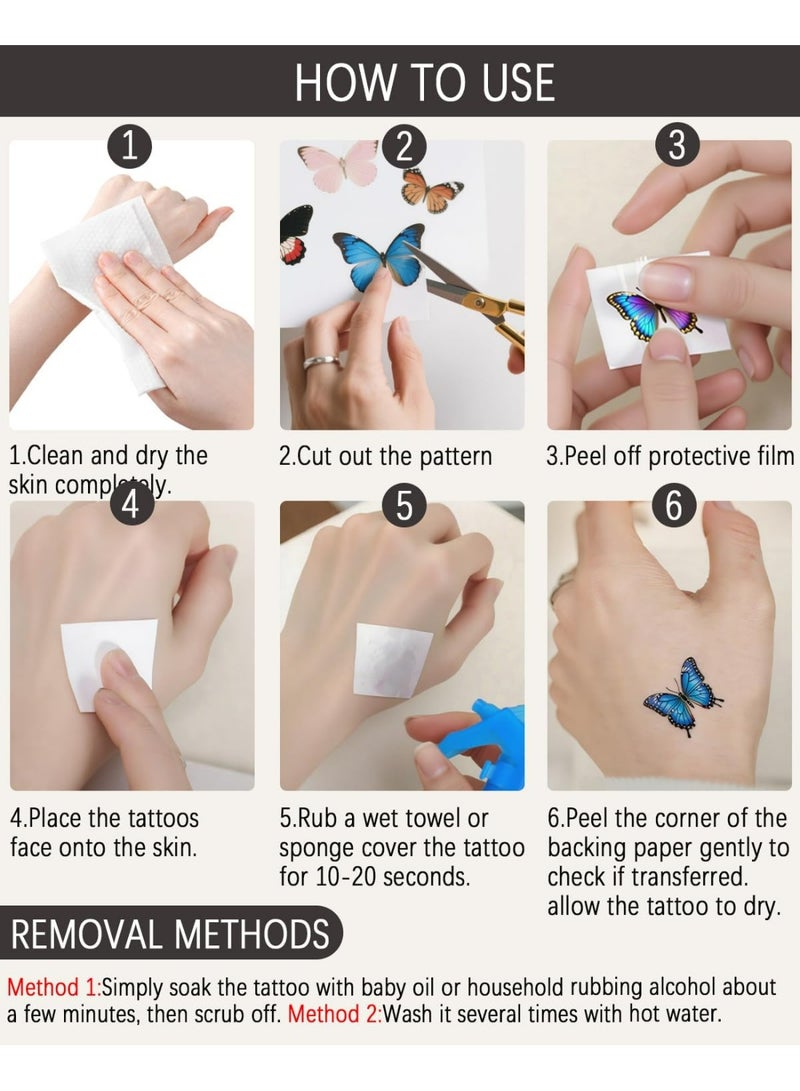 ووفيكسر 30 ورقة ملصقات وشم مؤقتة للزهور والورود والفراشات، وشم مؤقت للجسم بأنماط متنوعة للنساء والفتيات والأطفال - Image 5